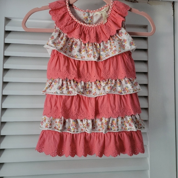 Matilda Jane Eyelet Floral Tiered Ruffle Girls Dress. - Picture 3 of 10